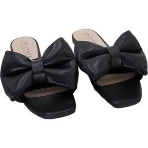 Journee Collection Fayre Bow Slide Sandals Black Women's US 8.5M